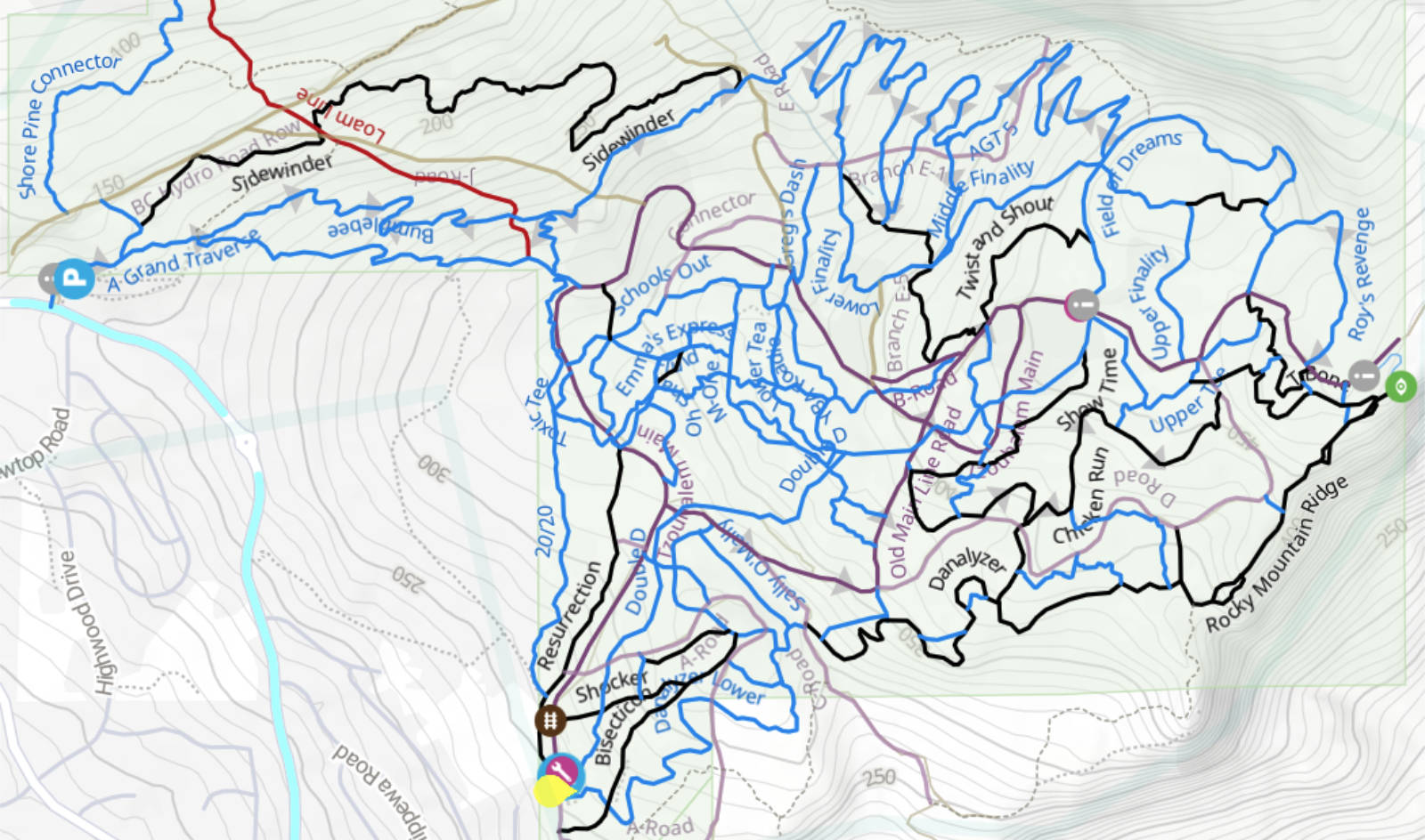 Trailforks Mount Tzouhalem map, Cowichan Valley, BC