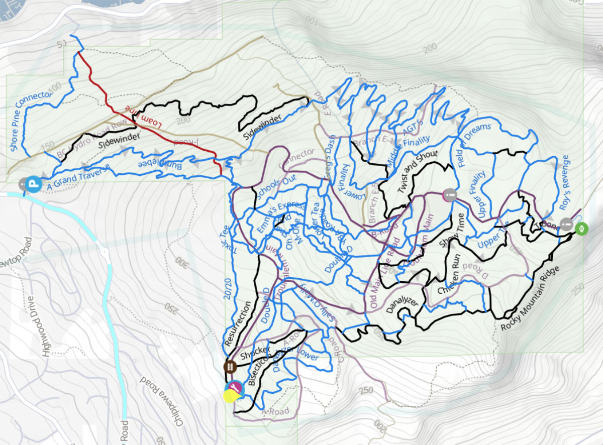 Trailforks Mount Tzouhalem map, Cowichan Valley, BC